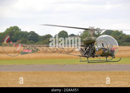 Aerospatiale Alouette II all'Abingdon Air & Country Show 2021 Foto Stock