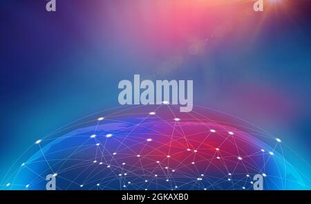 Rendering 3d di un background aziendale globale - nuovo concetto di comunicazione tecnologica per l'innovazione Foto Stock