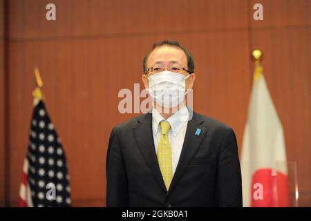 Tokyo, Giappone. 14 settembre 2021. Funakoshi Takehiro, Direttore Generale per gli Affari Asiatici e Oceaniani Bureau (MOFA, Giappone) pone in vista il Giappone-USA-ROK trilaterale incontro sulla Corea del Nord a Tokyo, Giappone. Credit: SOPA Images Limited/Alamy Live News Foto Stock