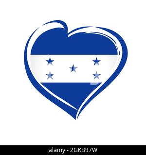 L'emblema della bandiera Honduras dell'amore. 200 anni anniversario Independence Day Honduran dalla Spagna. Sfondo della celebrazione con bandiera a forma di cuore. Segno vettoriale Illustrazione Vettoriale