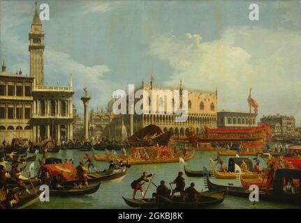 Artista: Canaletto (canale Giovanni Antonio, 1697-1768) titolo: Il ritorno di Bucentaur al molo da parte del Palazzo Ducale / il Bucintore al Mo Foto Stock