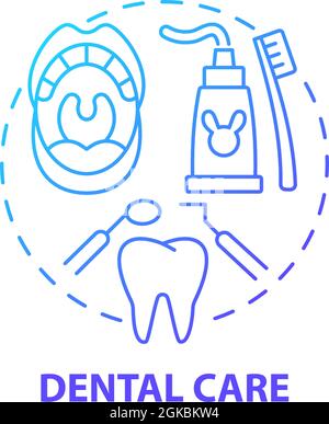 Icona del concetto di gradiente blu per la cura dei denti Illustrazione Vettoriale