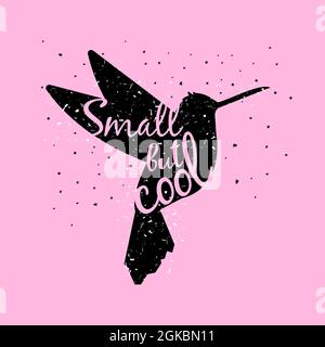 Silhouette di colibri uccello molto piccolo e sorprendente Illustrazione Vettoriale