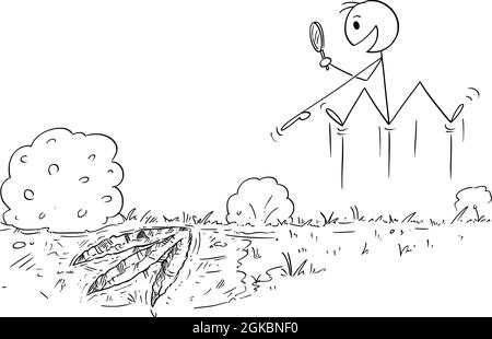 Happy paleontologist appena trovato impronta di [ Dinosaur , Vector Cartoon Stick Figure Illustration Illustrazione Vettoriale