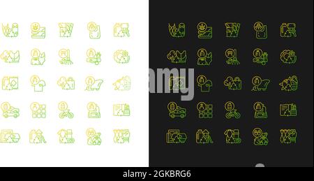 Icone sfumatura materiali riciclati impostate per la modalità scuro e chiaro Illustrazione Vettoriale