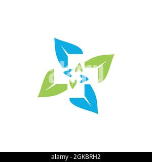 abstract leaves medical logo icona flat concetto vettoriale grafico design Illustrazione Vettoriale
