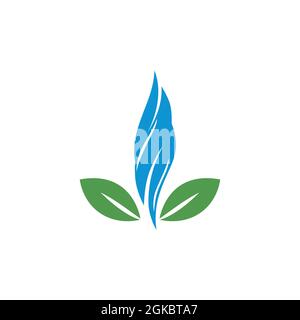 astratto pianta foglia logo icona piano concetto vettoriale disegno grafico Illustrazione Vettoriale