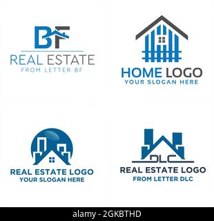 Immobiliare casa edificio moderno vettore logo design Illustrazione Vettoriale