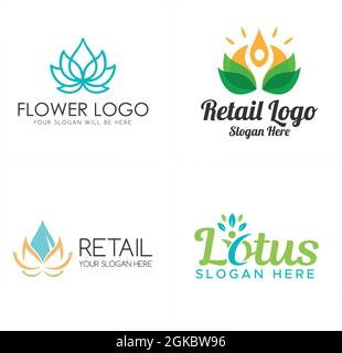 Lotus spa bellezza sano persone logo design Illustrazione Vettoriale