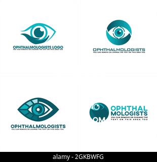 Oftalmologo medico cura degli occhi icona design logo Illustrazione Vettoriale