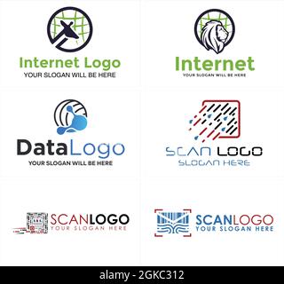 Tecnologia rete scansione dati logo design Illustrazione Vettoriale