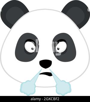 Illustrazione di emoticon vettoriale del volto di un panda con un'espressione arrabbiata e fumante Illustrazione Vettoriale