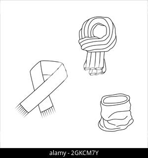 Set di scarpetta Doodle. Illustrazione vettoriale invernale isolata su sfondo bianco. Illustrazione Vettoriale