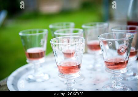 Degustazione di vini Rosé Foto Stock
