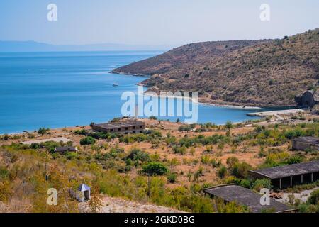Famosa baia di Porto Palermo nel sud dell'albania Foto Stock