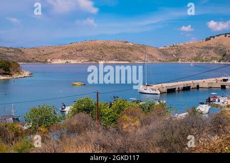Famosa baia di Porto Palermo nel sud dell'albania Foto Stock
