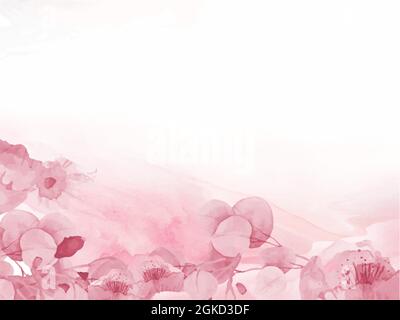 Sfondo rosa acquerello con colori di sfondo e disegno di banner web, biglietti d'auguri. Illustrazione vettoriale Illustrazione Vettoriale