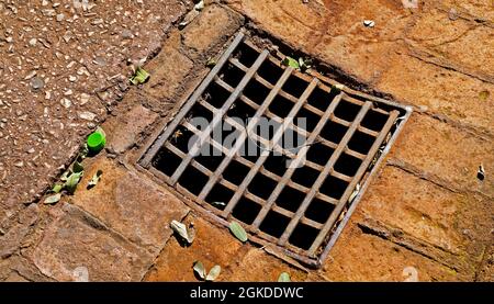 Scaricare l'acqua sul pavimento nel parco pubblico, Minas Gerais, Brasile Foto Stock