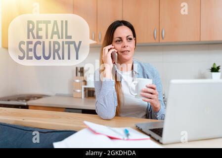 Testo della scrittura Retail Security. Internet concetto processo che le merci vendute al pubblico in modo sicuro cercando cucina pulizia Suggerimenti Online Foto Stock