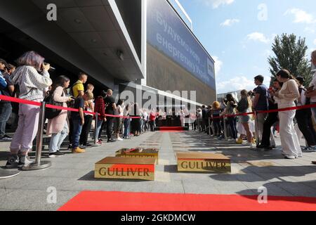 KIEV, UCRAINA - 14 SETTEMBRE 2021 - le stelle degli atleti ucraini di spicco Iryna Koliadenko, Stanislav Horuna e Zhan Beleniuk saranno svelate Foto Stock