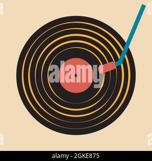 I Love Vector design giradischi retro Vinyl Illustrazione Vettoriale