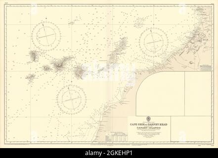 Isole Canarie Marocco costa occidentale del Sahara. MAPPA DELL'ADMIRALTY Sea chart 1898 (1956) Foto Stock