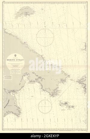 Bering Strait, Oceano Artico. Russia Alaska. MAPPA DELL'ADMIRALTY Sea chart 1884 (1955) Foto Stock