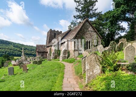 La Chiesa di St Martin, Cwmyoy, Monmouthshire, Foto Stock