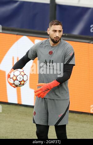 Gianluigi DONNARUMMA, portiere di PSG, ritratto durante una sessione di formazione del club francese PSG Paris Saint-Germain, martedì 14 settembre 2021, a Brugge, Foto Stock