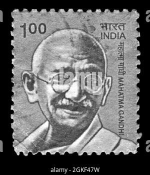 Stampa del timbro in India, Gandhi Foto Stock
