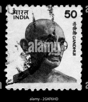 Stampa del timbro in India, Gandhi Foto Stock