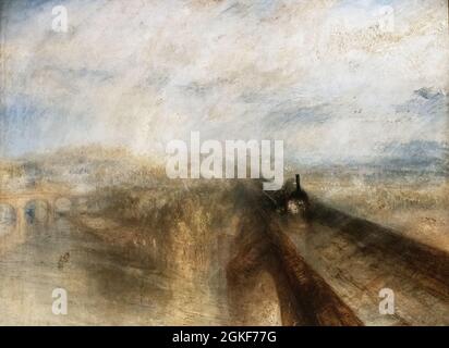 JMW Turner painting; 'Rain, Steam and Speed, The Great Western Railway' 1844; british Romantic art, 19th Century. Foto Stock