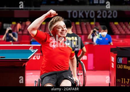 TOKIO (SHIBUYA-KU), GIAPPONE - AGOSTO 29: WERWAS am Tag (5) der Paralympics (Paralympische Spiele) Tokio 2020 waehrend der Tischtennnis Wettbewerbe in T Foto Stock