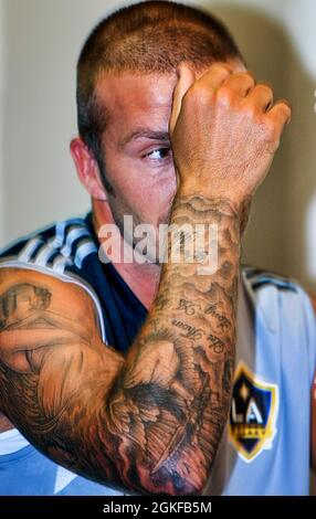 Conferenza stampa David Beckham e sessione di prove di galassia di Los Angeles allo stadio RFK di Washington DC l'8 agosto 2007 Foto Stock
