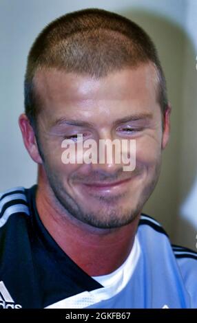 Conferenza stampa David Beckham e sessione di prove di galassia di Los Angeles allo stadio RFK di Washington DC l'8 agosto 2007 Foto Stock
