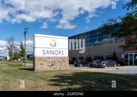 Kirkland, Quebec, Canada - 3 settembre 2021: Centro di distribuzione Sanofi a Kirkland, Quebec, Canada. Foto Stock