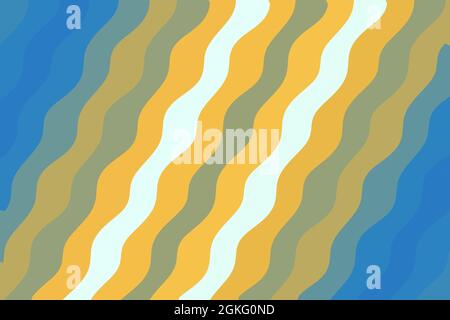 Immagine di uno sfondo con linee ondulate gialle di colore blu Foto Stock