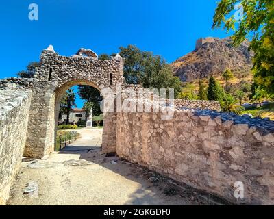 Palamidi castello sulla collina sopra la città di Nafplio in Grecia. Foto Stock
