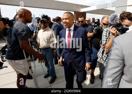 DETROIT, MICHIGAN, STATI UNITI. 14 settembre 2021. L'ex capo della polizia di Detroit JAMES CRAIG, come annuncia è un candidato repubblicano per il Governatore del Michigan a Detroit, Michigan il 14 settembre 2021. (Credit Image: © Jeff Kowalsky/ZUMA Press Wire) Foto Stock