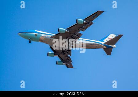 US Air Force One durante l'atterraggio, 2021. Foto Stock