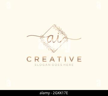 Ai monogramma di bellezza del logo femminile e design elegante del logo, logo di scrittura a mano della firma iniziale, matrimonio, moda, floreale e botanico con creativo Illustrazione Vettoriale