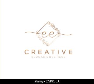 EE monogramma di bellezza del logo Femminile e design elegante del logo, logo di scrittura a mano della firma iniziale, matrimonio, moda, floreale e botanico con creativo Illustrazione Vettoriale