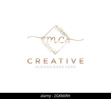 MC monogramma di bellezza del logo Femminile e design elegante del logo, logo di scrittura a mano della firma iniziale, matrimonio, moda, floreale e botanico con creativo Illustrazione Vettoriale