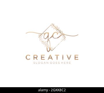 Monogramma di bellezza con logo QC Femminile e design elegante con logo, logo scritto a mano della firma iniziale, matrimonio, moda, floreale e botanico con creatività Illustrazione Vettoriale