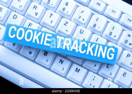 Testo della scrittura Ricerca cookie. Parola per dati memorizzati negli utenti è il computer dal sito web che viene visitato scrivere commenti su un Social Media Post Foto Stock