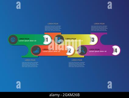 Astratta infografica moderna con icone e opzioni o passi. Diagramma commerciale e finanziario, presentazioni, layout del flusso di lavoro, banner, partogramma concep Illustrazione Vettoriale