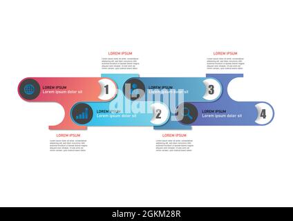 Astratta infografica moderna con icone e opzioni o passi. Diagramma commerciale e finanziario, presentazioni, layout del flusso di lavoro, banner, partogramma concep Illustrazione Vettoriale