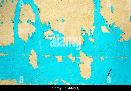 Vecchio disegno dipinto blu della parete come sfondo grunge Foto Stock