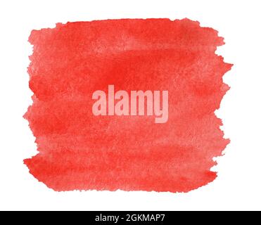 Acquerello luminoso quadrato rosso fondo texture isolato su bianco Foto Stock