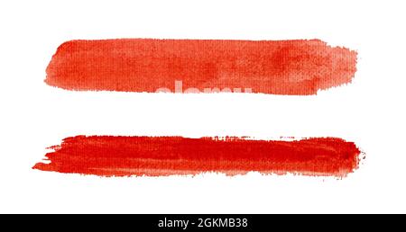 Tratti ruvidi rosso acquerello isolati su bianco Foto Stock